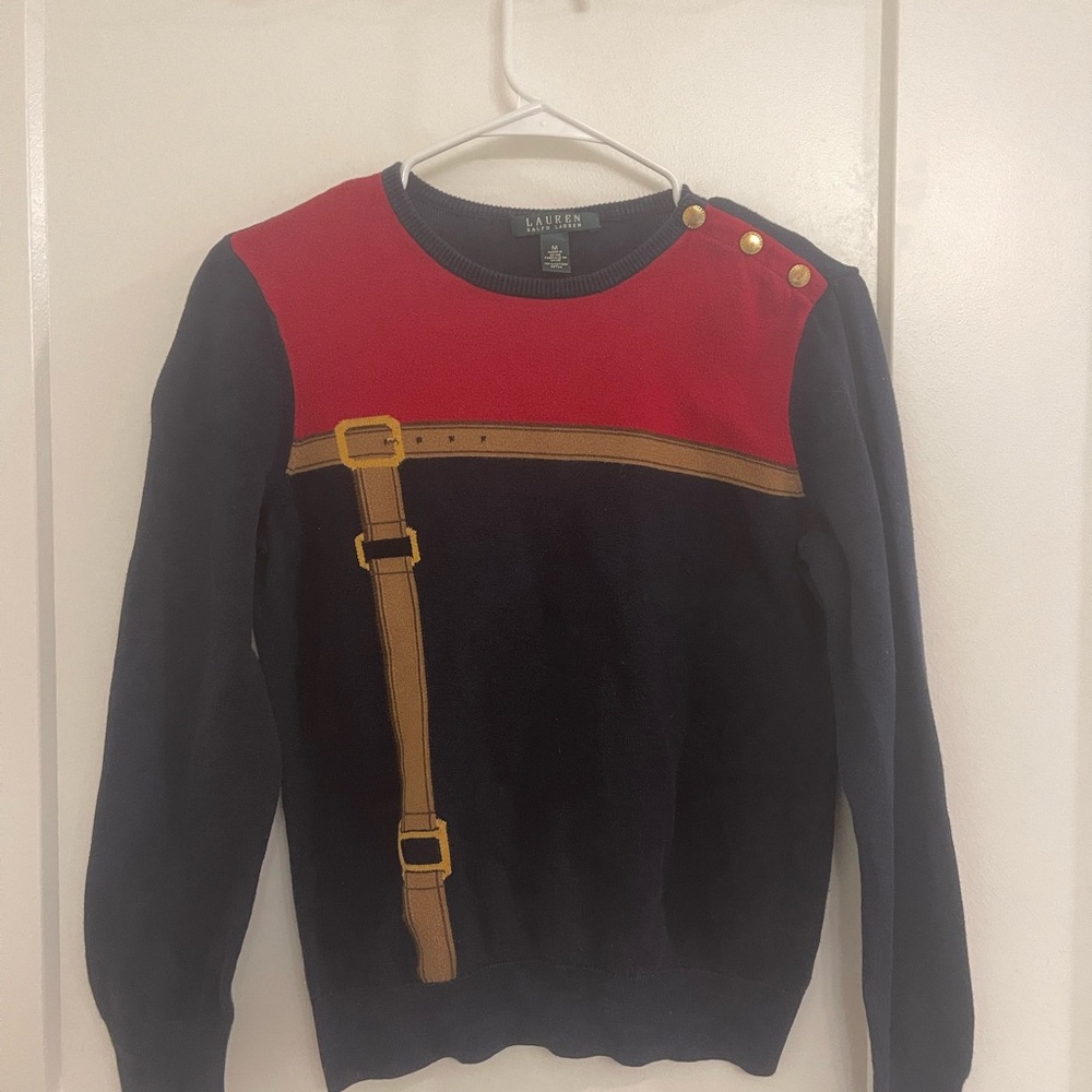 Ralph Lauren‎ Red Equestrian Women’s Preppy Navy Crewneck Sweater